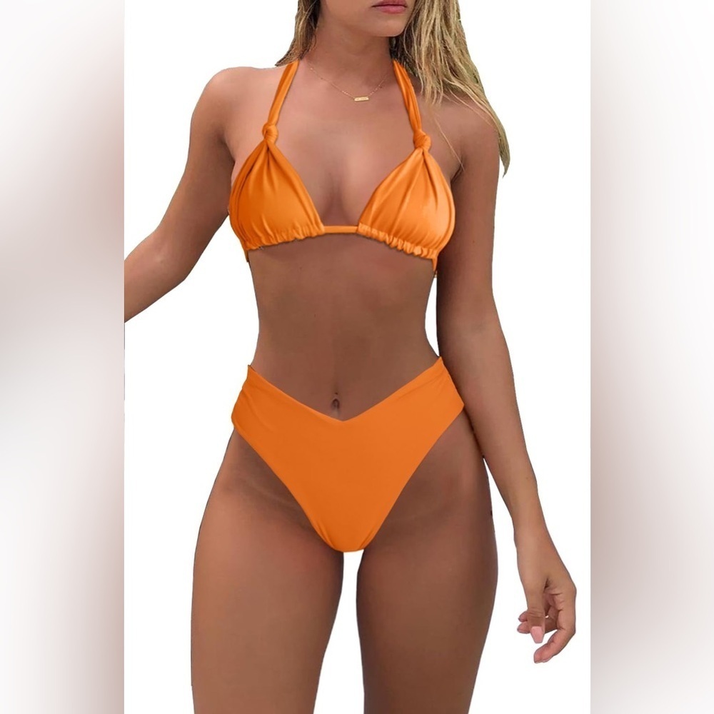 Orange Halter Bikini Set
